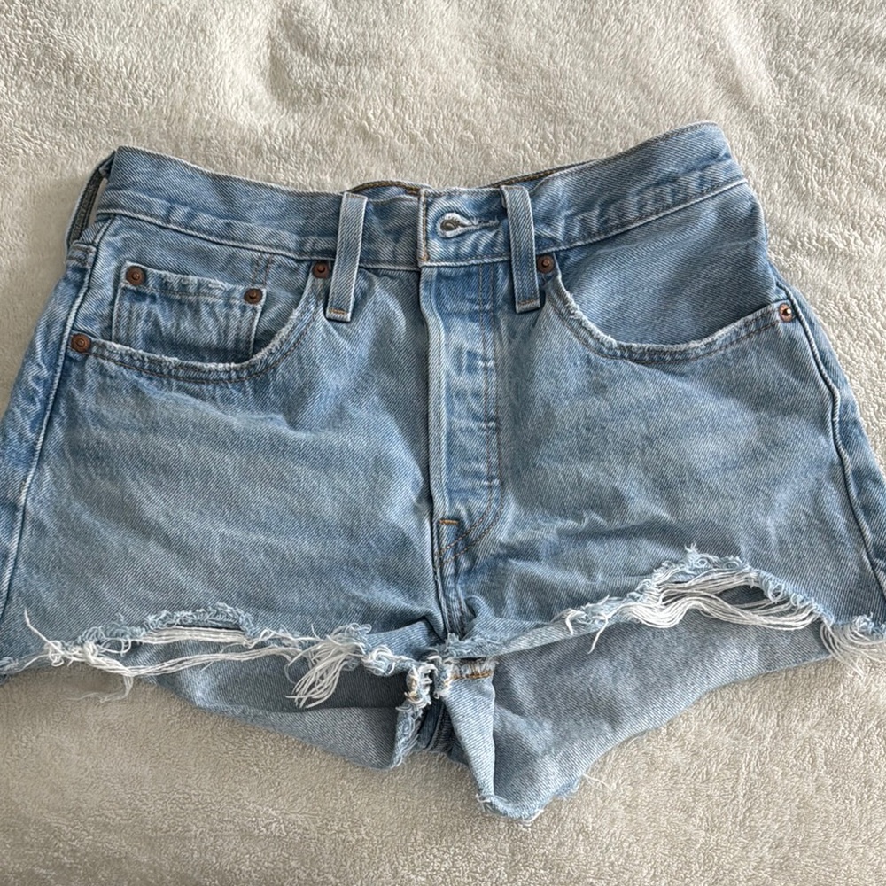 Levi's Blue Jean Shorts Distressed Cutoff High-Waisted